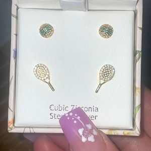 BNWT Tennis Ball & Racket Earrings
